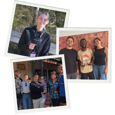 Polaroid-style photos of Mobilise participants and team members