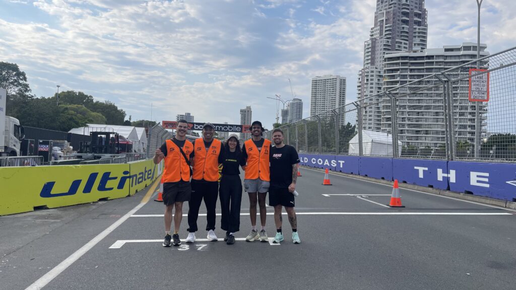 We Are Mobilise team at Gold Coast Supercars 2025 — fundraising campaign